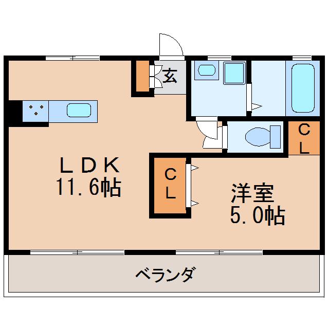 神谷BLD(1LDK/5階)の間取り写真
