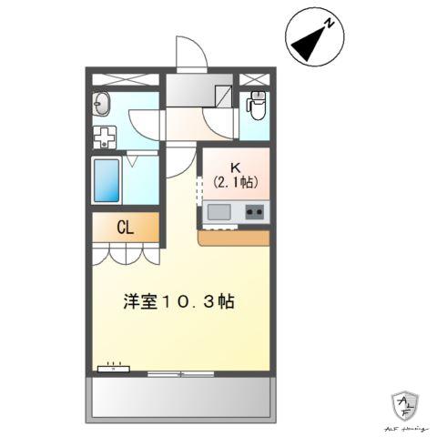 サンクセラー605(1K/3階)の間取り写真