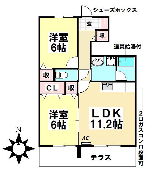 ジェンティーレ(2LDK/1階)の間取り写真