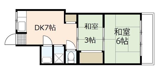 第1住田ビル(2DK/1階)の間取り写真