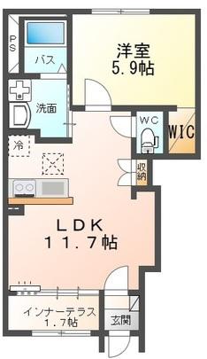 フラッハーニ(1LDK/1階)の間取り写真