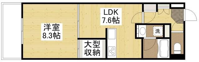 フラットリア春日(1DK/5階)の間取り写真