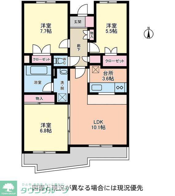 アステリ与野本町弐番館(3LDK/1階)の間取り写真