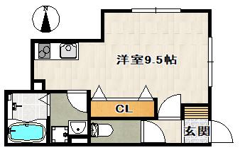 SOLEIL ソレイユ(ワンルーム/1階)の間取り写真