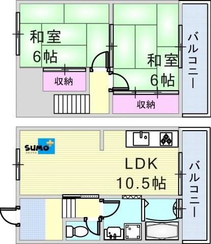 神戸西壱番館ハウス(2LDK/1階)の間取り写真