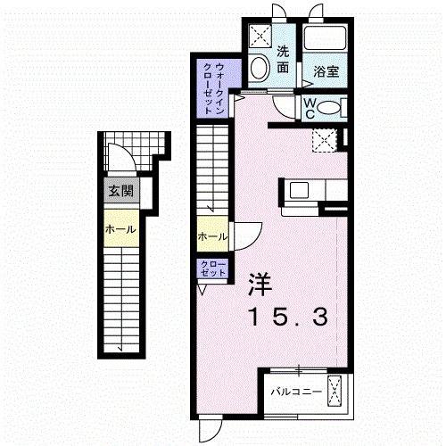 ブリーゼ(ワンルーム/2階)の間取り写真