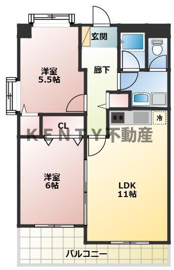 ロイヤルメゾン雪谷(2LDK/3階)の間取り写真