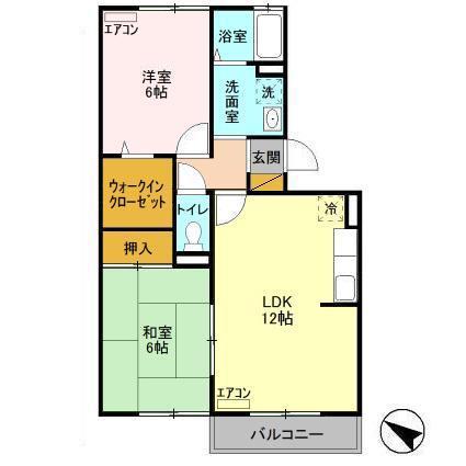 ハイツメルベーユ(2LDK/2階)の間取り写真