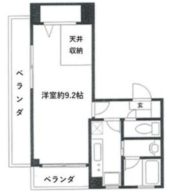 パラッツオ新町(1K/9階)の間取り写真