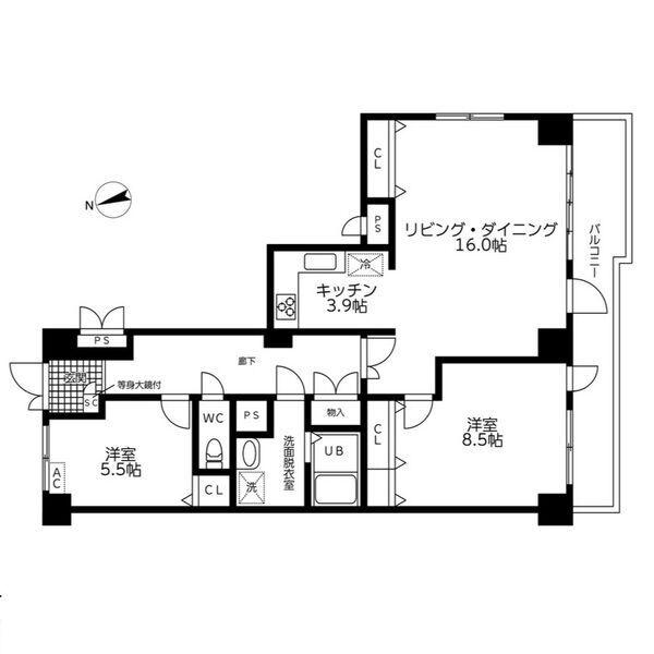 池下タワーズ(2LDK/6階)の間取り写真