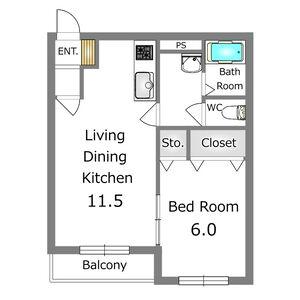 サンティールマンション(1LDK/3階)の間取り写真