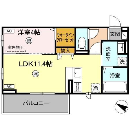 ピノ・ジョヴァーネ(1LDK/3階)の間取り写真