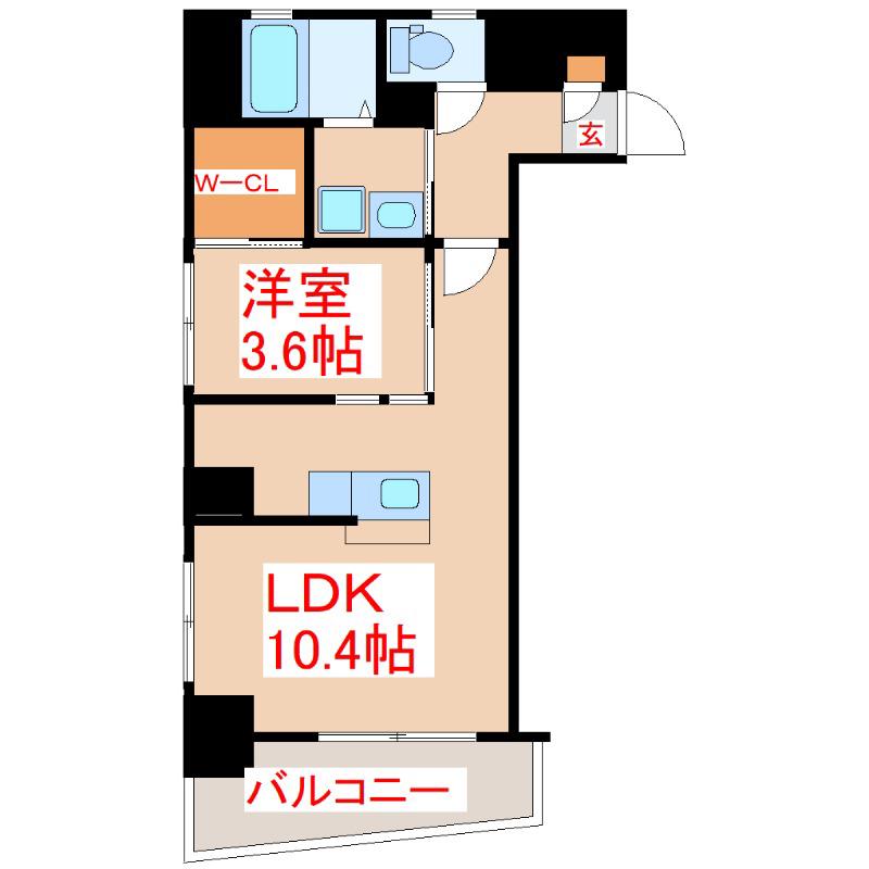 パラディーゾ柳町(1LDK/3階)の間取り写真