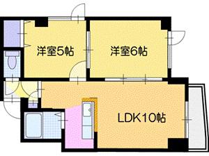 パークヒルズ沢町(2LDK/5階)の間取り写真