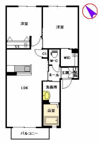 ドエルコート (2LDK/2階)の間取り写真