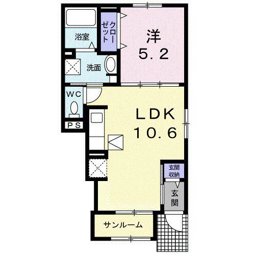 フロンティア・コート(1LDK/1階)の間取り写真