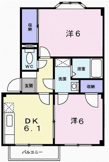 コリーヌシャンブル(2DK/1階)の間取り写真