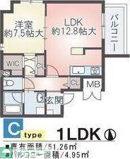 STAGE本山(1LDK/3階)の間取り写真