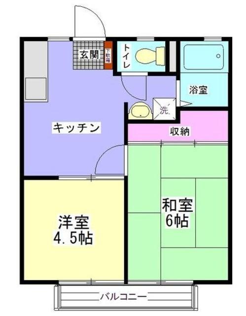 サンガーデン下溝B(2DK/1階)の間取り写真