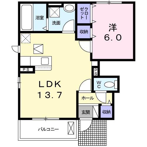 フレッシュ ダンジェ(1LDK/1階)の間取り写真