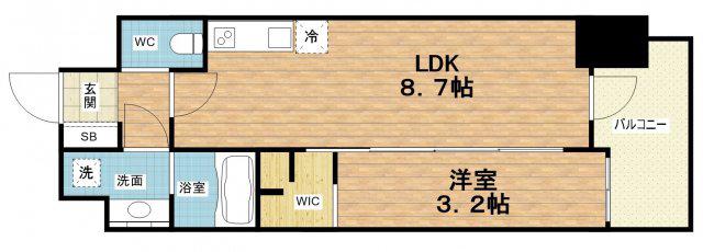エステムコート大阪・弁天町(1LDK/5階)の間取り写真