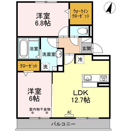 マルベルN(2LDK/2階)の間取り写真