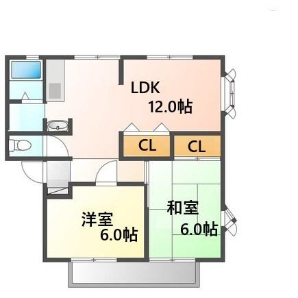 サンビレッジコニシ F棟(2LDK/1階)の間取り写真