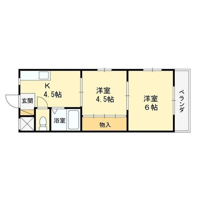 栄光サンプラザII(2DK/1階)の間取り写真