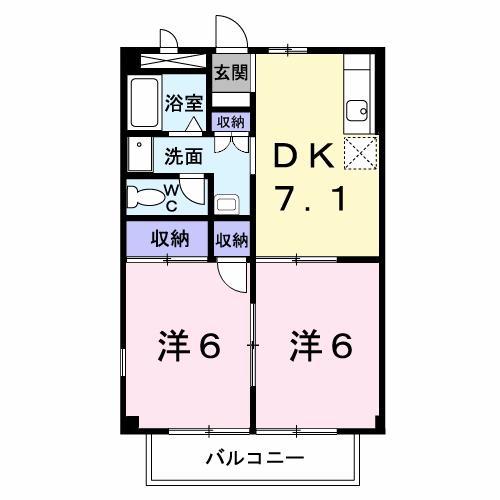 セブンハイツ(2DK/2階)の間取り写真