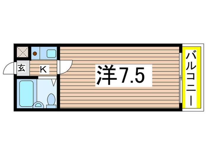 アップルコート銀杏町(1K/2階)の間取り写真