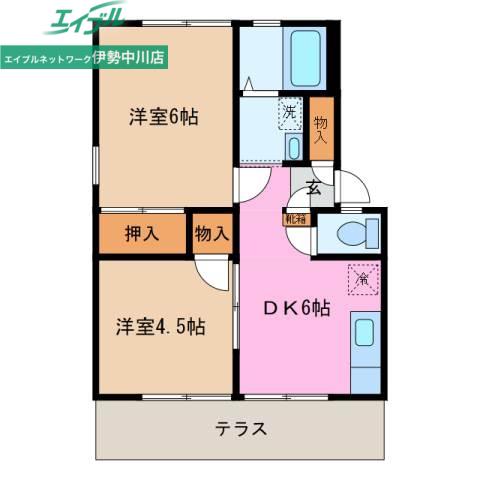 グリーンハイツI(2DK/1階)の間取り写真