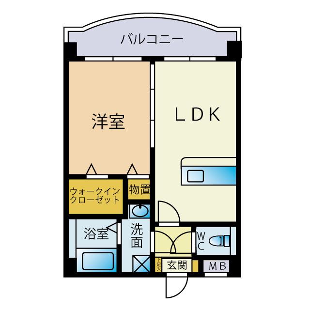 リシェス博多(1LDK/2階)の間取り写真