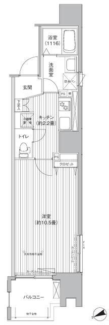 アクシス池袋(1K/6階)の間取り写真