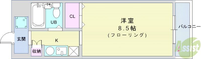インテルコート池田(1K/3階)の間取り写真