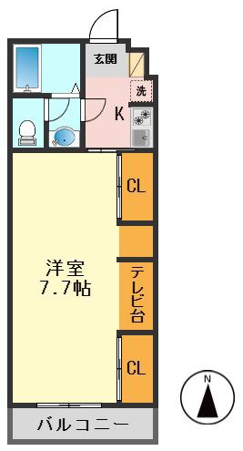 アセット一之江(1K/2階)の間取り写真