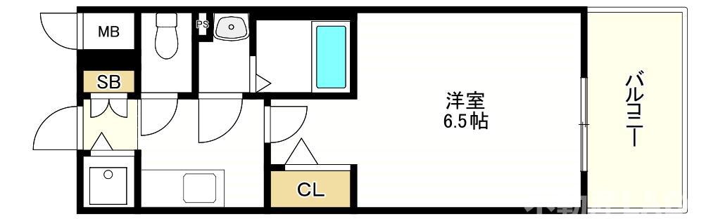 エスリード大阪エヴォルツ(1K/2階)の間取り写真