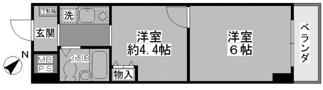 ガーデンプラザ横浜南(1DK/2階)の間取り写真