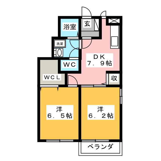 サンフェルト A(2DK/1階)の間取り写真