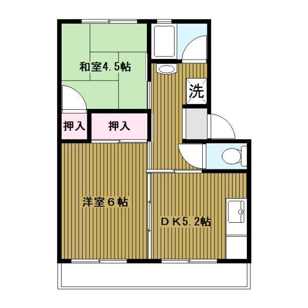 上郷西ヶ谷(2DK/5階)の間取り写真