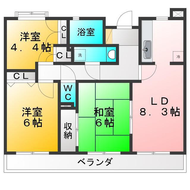 ディアホームズ鷺宮(3LDK/3階)の間取り写真