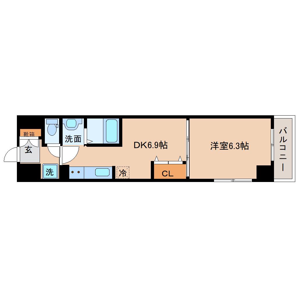 CITY連坊VII(1DK/1階)の間取り写真