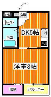 マンションサンベル(1DK/3階)の間取り写真