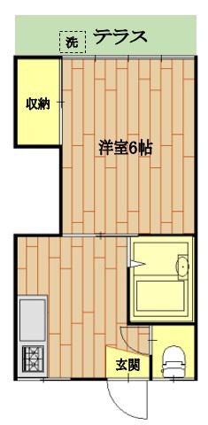 宮ノ下荘(1K/1階)の間取り写真