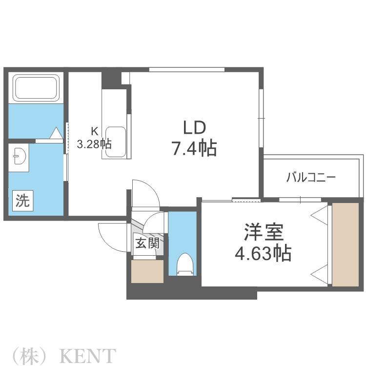 N7W11MS(1LDK/1階)の間取り写真