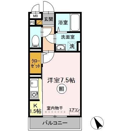グレースライフ泉ヶ森(1K/3階)の間取り写真