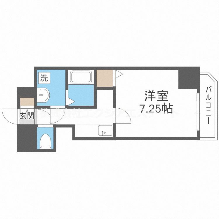 HALU花園町(1K/7階)の間取り写真