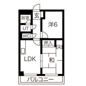 シャンポール鶴見(2LDK/4階)の間取り写真