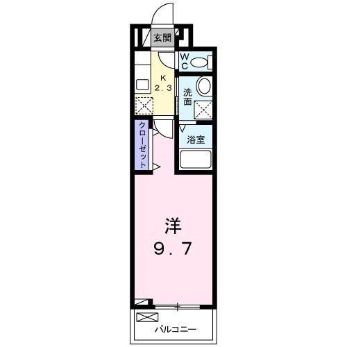 アリエッタ福室M(1K/2階)の間取り写真