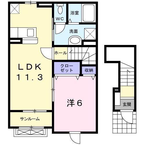 アライブIII(1LDK/2階)の間取り写真