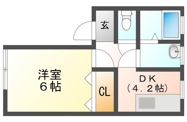 TK21(1K/2階)の間取り写真